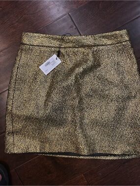 NWT- Milly Metallic Gold Mini Skirt -